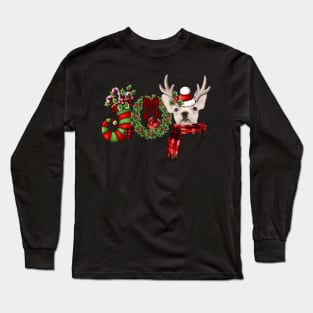 Christmas Joy Dwarf Stocking Reindeer French Bulldog Long Sleeve T-Shirt